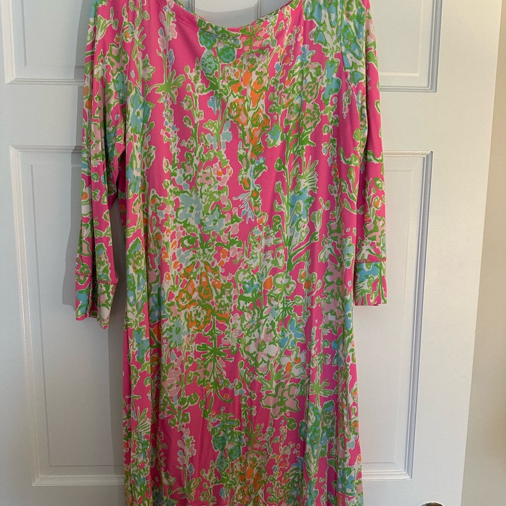 Lilly Pulitzer Pink and Green Sundress 3/4 Sleeve